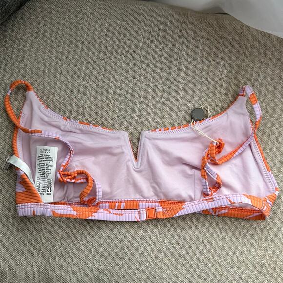 Seafolly Women's 8 Orange Floral V Cut‎ Bikini Swimwear Top ONLY - Picture 2 of 6